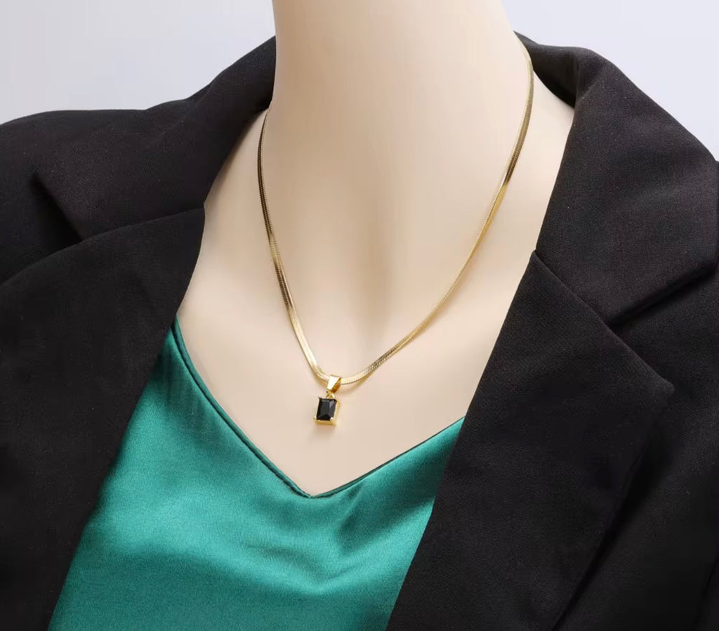 Flat Snake Chain Zircon Charm