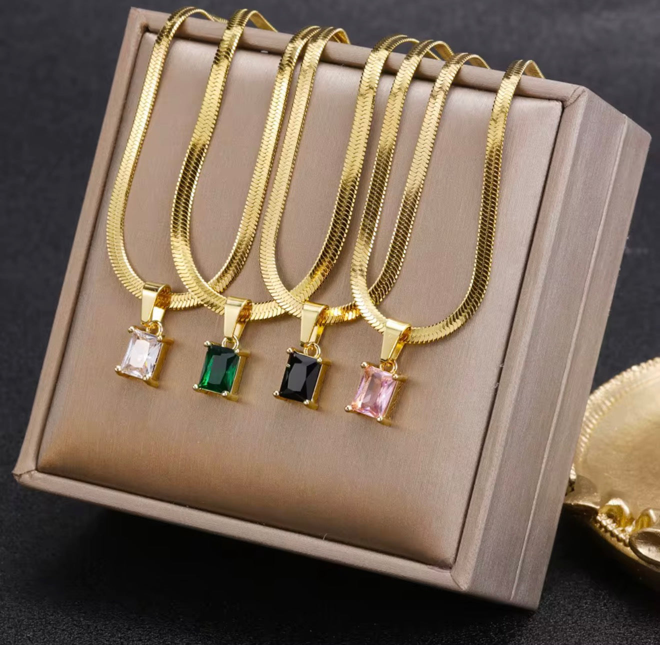 Flat Snake Chain Zircon Charm